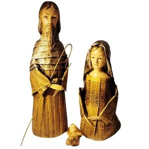VTG Schmid Bros Christmas Nativity Set Jesus Mary Jospeh‎ Paper Mache Figurines